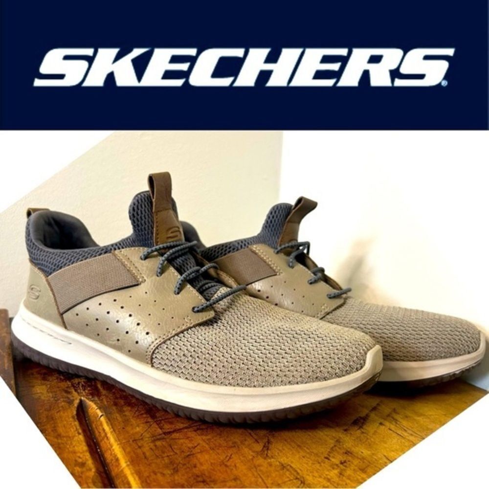Skechers men’s 10 Tan Slip-in Shoes Sporty Athletic Preppy Hiking Casual Leisure